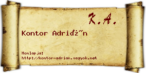 Kontor Adrián névjegykártya